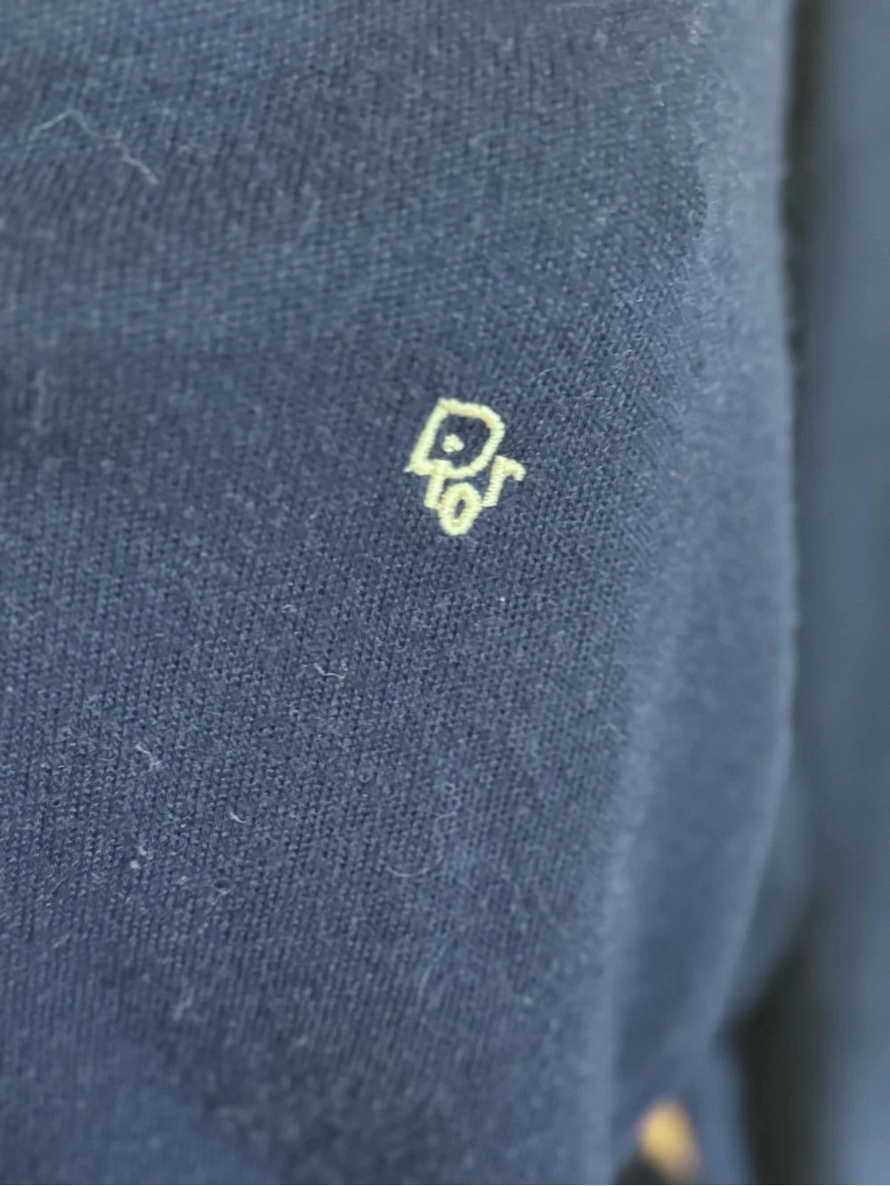 Dior Monsieur Beige Crewneck Sweater with Navy Trim
